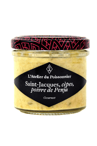 Atelier du Poissonnier                                   
Rillettes de Saint-Jacques, cèpes et poivre de Penja